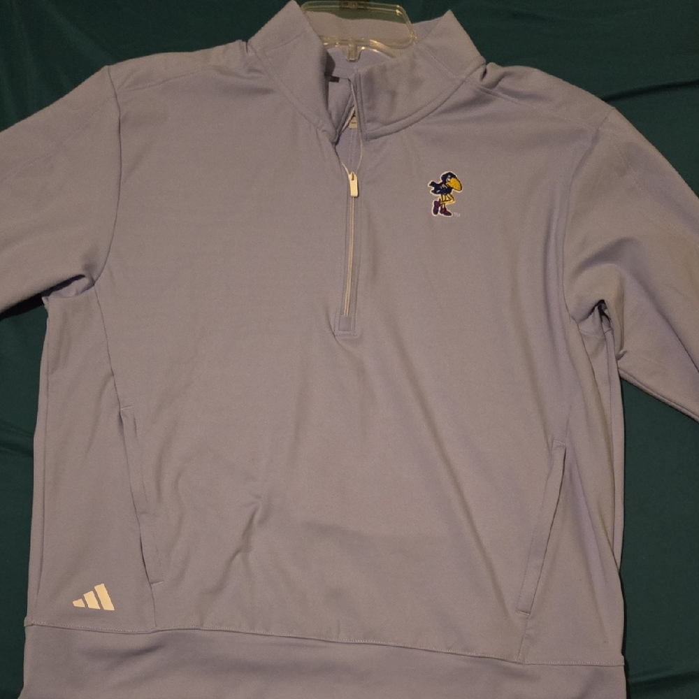 Kansas Jayhawks adidas Light Blue Half-Zip Pullover